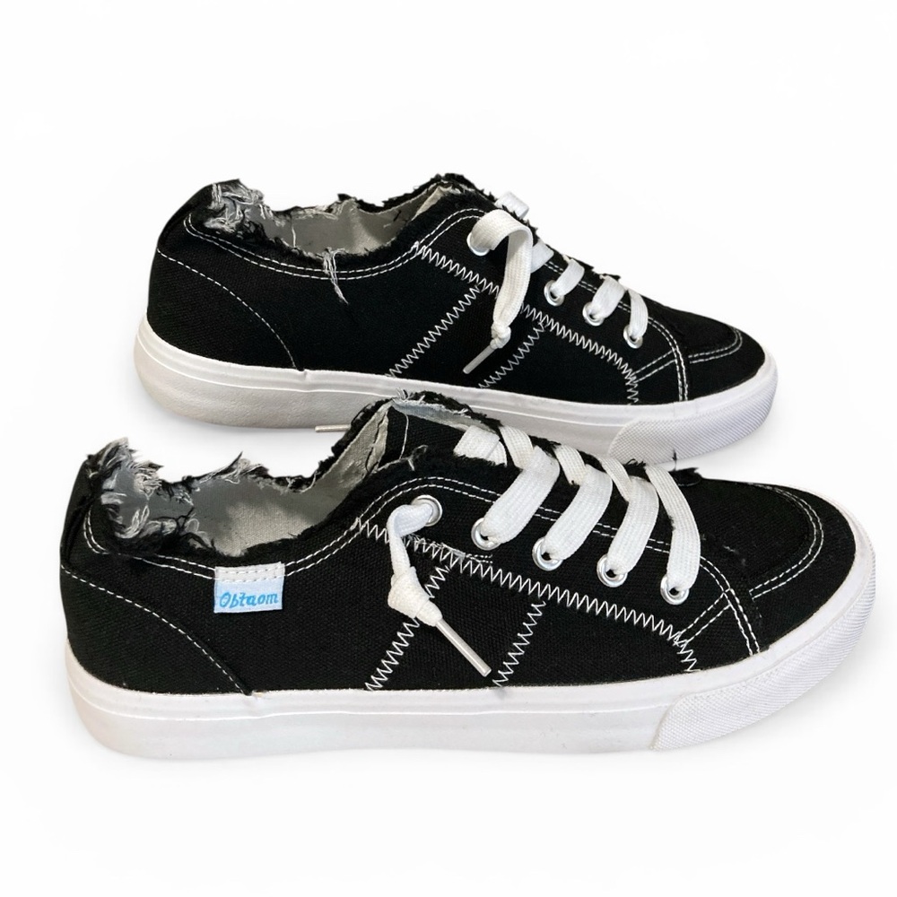 Obtaom Sneakers Black White Women's Size 9 Shoes New